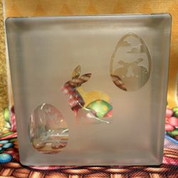 Easter Glass Etched Block