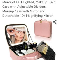 Travel Makeup Case With Light And Brush Holder 