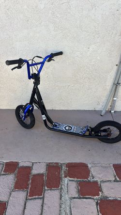Black and Blue Kick Scooter with Big Wheels