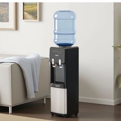 VEVOR Top-Loading Hot and Cold Water Dispenser for 3 or 5 Gallon Bottles, Made of Durable Stainless Steel with Child Safety Lock, Ideal for Homes, Kit