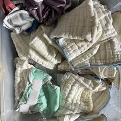 Cloth diaper lot - for newborn to 15 lbs (osocozy prefolds, thirsties covers, snappis)
