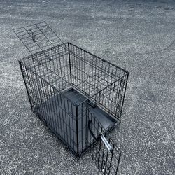 24x17x20in Black Metal Double Door Dog Pet Animal Cage Containment Crate! Great for dogs 30lbs and under. 