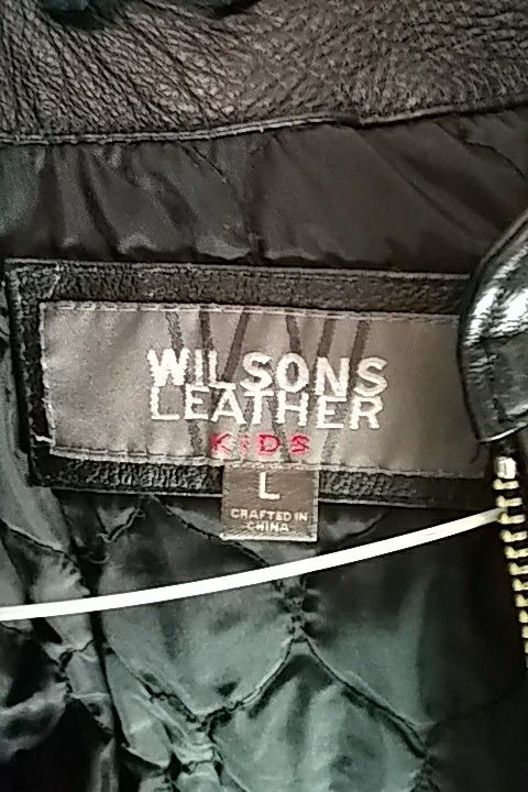 Boys large Wilson leather biker jacket