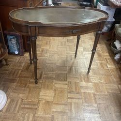 Antique Sligh Vanity Oval Desk Solid Wood 40 By 30 By 25 