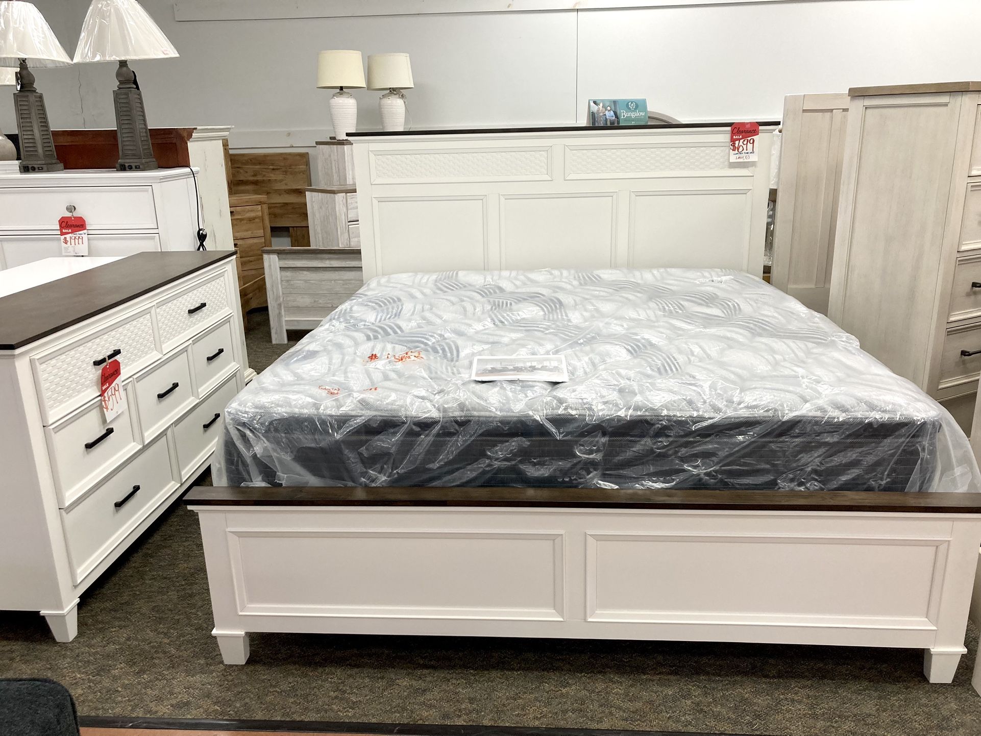 New White King Bed — CLEARANCE