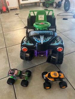 Grave digger power wheels with two monster trucks