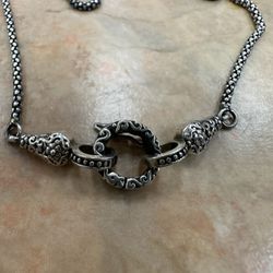 Sterling Silver  Necklace 18 Inches Opens To Hold Charm