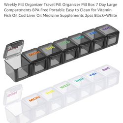 Weekly Pill Organizer Travel Pill Organizer Pill Box 7 Day Large Compartments BPA Free Portable Easy to Clean for Vitamin Fish Oil Cod Liver Oil Medic