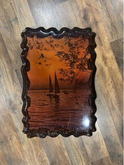 Vintage wood sail boat picture