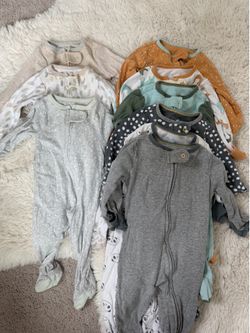 Boy zip up onesies, 0-3 months, 3-6 months, 6 months