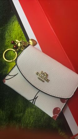 Coach small wallet, white leather with gold accents, small size.