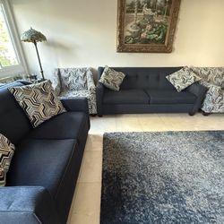 Living Room Couch Set (4 Pieces, 6 Pillows)