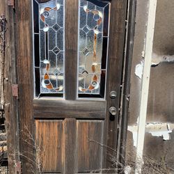 Antique Stain Glass Door 100 Years Old 