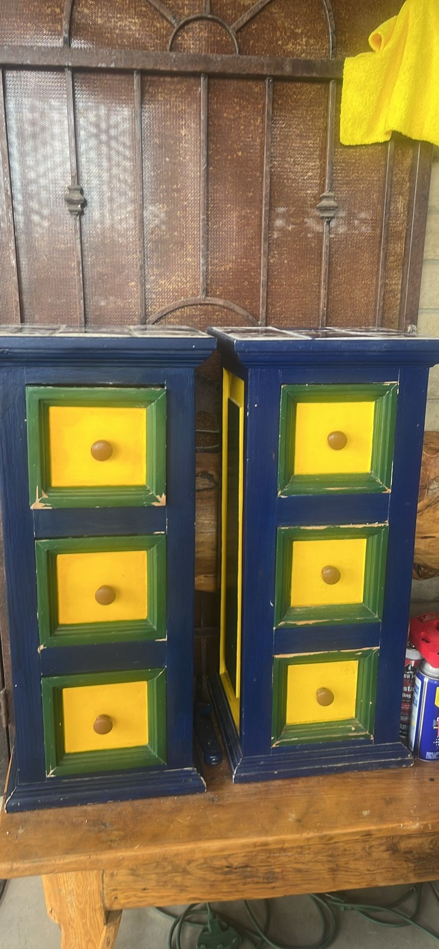 Set Of Two Side Tables. Mexican Style Pine Wood