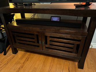 Dark Wood TV Stand with Cabinet