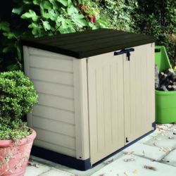 Keter Store-It-Out MAX 4 ft. W x 2 ft. D Outdoor Horizontal Durable Resin Plastic Storage Shed, Beige and Brown (12.6 sq.