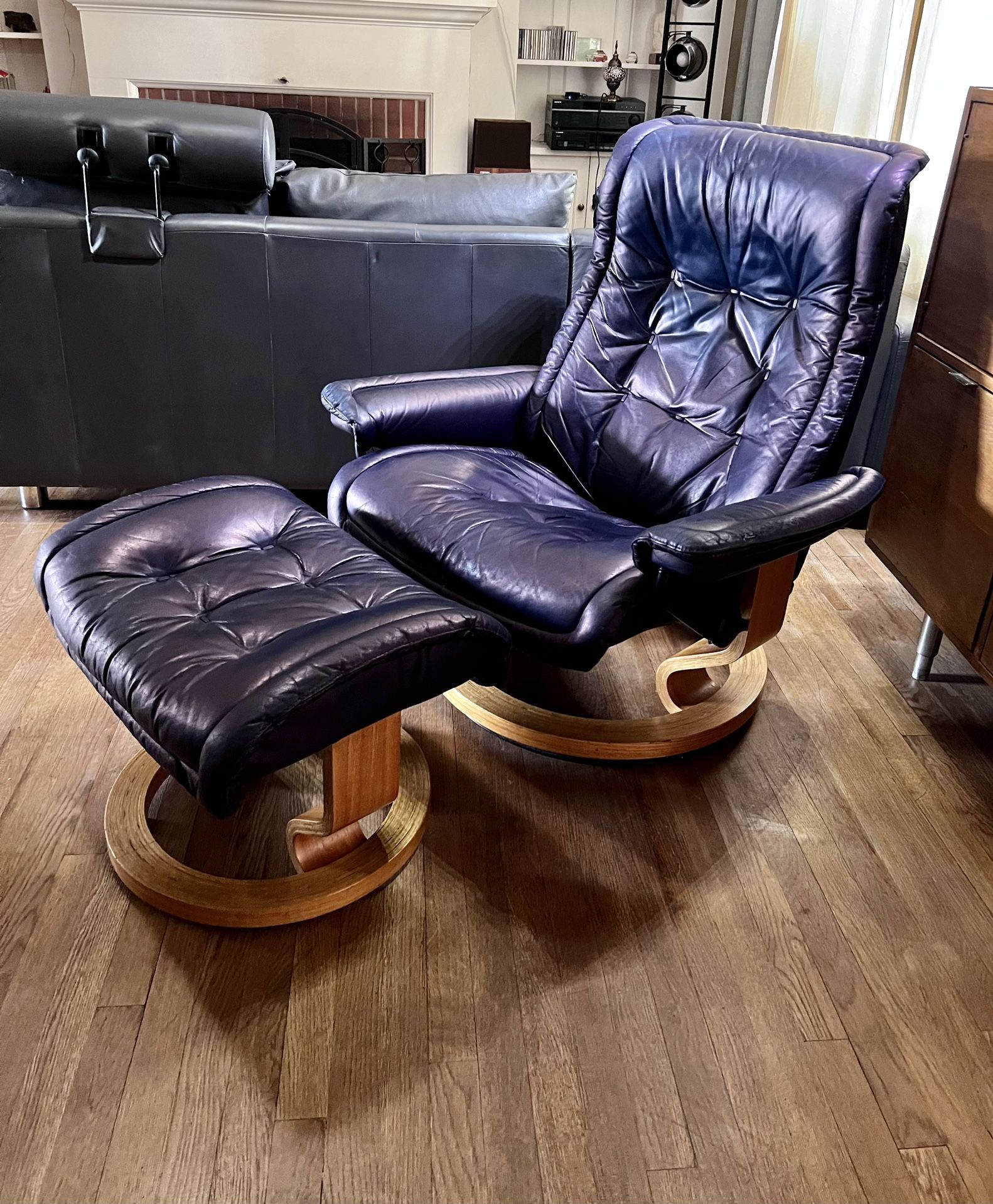 Mid Century Modern Stressless Chair And ottoman  