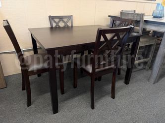 5-Piece Espresso Dining Set – Table + 4 Chairs