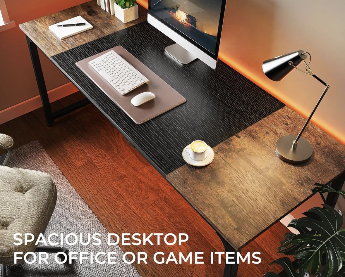 Huuger Computer Desk, 70 Inch Office Desk, Gaming Desk with Storage, Writing Desk Work Desk for Home Office, Study, Long Simple Desk, Large Legroom, M,All Products : American Fashion Style Bags On Sale
