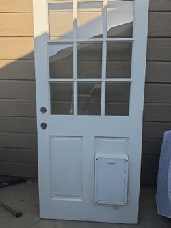Expensive Door for a dog opening plus windows  600 thick Wood