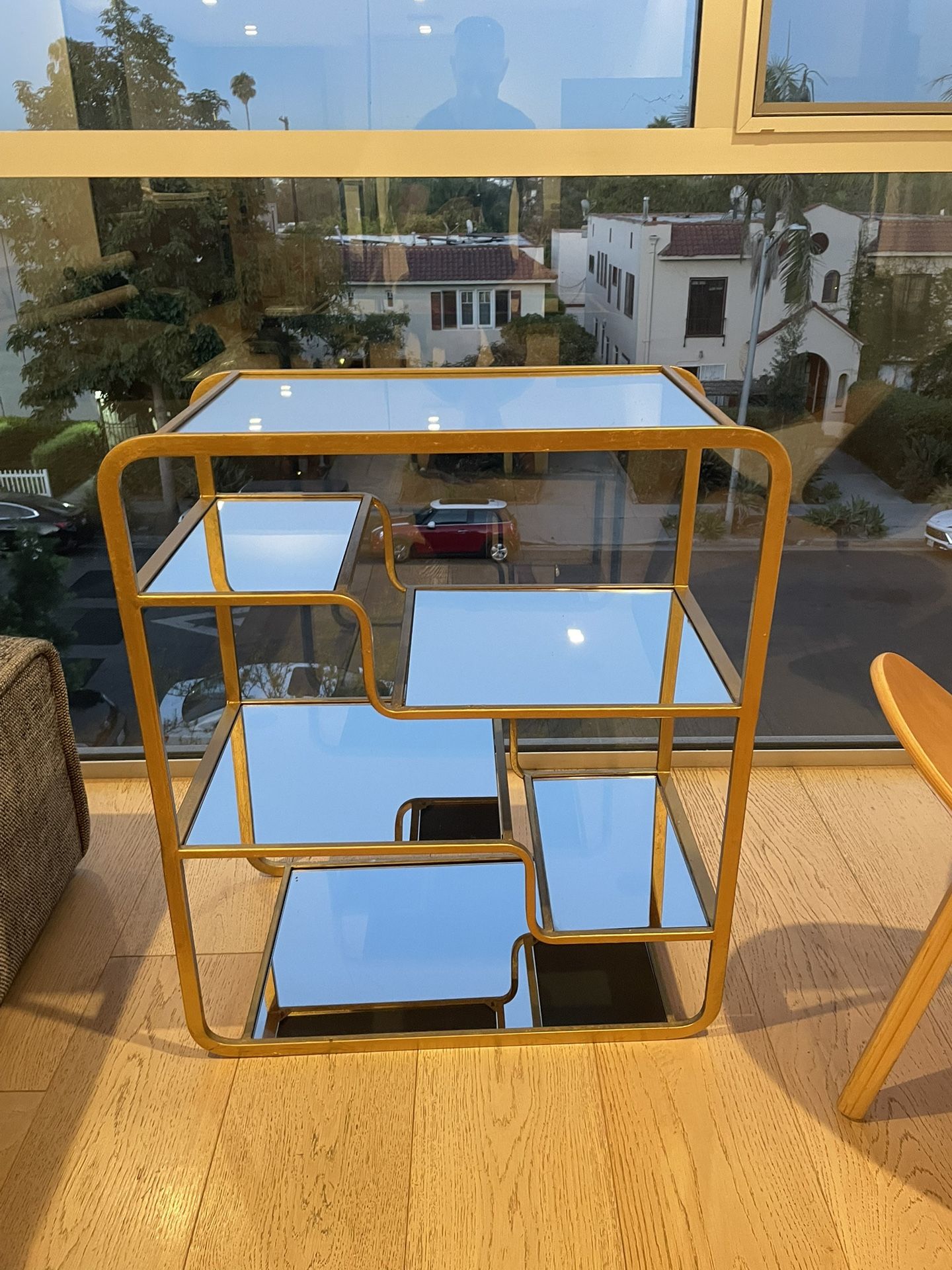 1980’s Milo Baughman Style Gold Brass Etagere