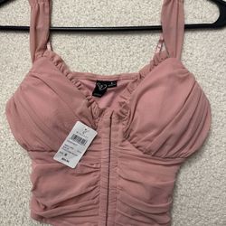 Brand New Windsor Pink Ruched Corset Top (Size Small)