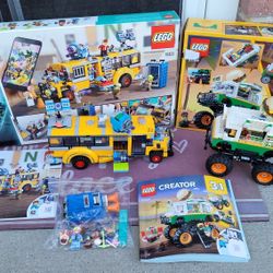 Lego Set School Bus And Monster Burger Truck