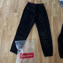 Black Supreme Satin Sweatpants