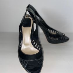 Christian Dior Heels Black Peep Toes Size 37 US 6.5