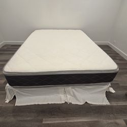 $80 QUEEN Mattress + Box Spring + Pottery Barn Bed Skirt + MATRESS COVER= Like New