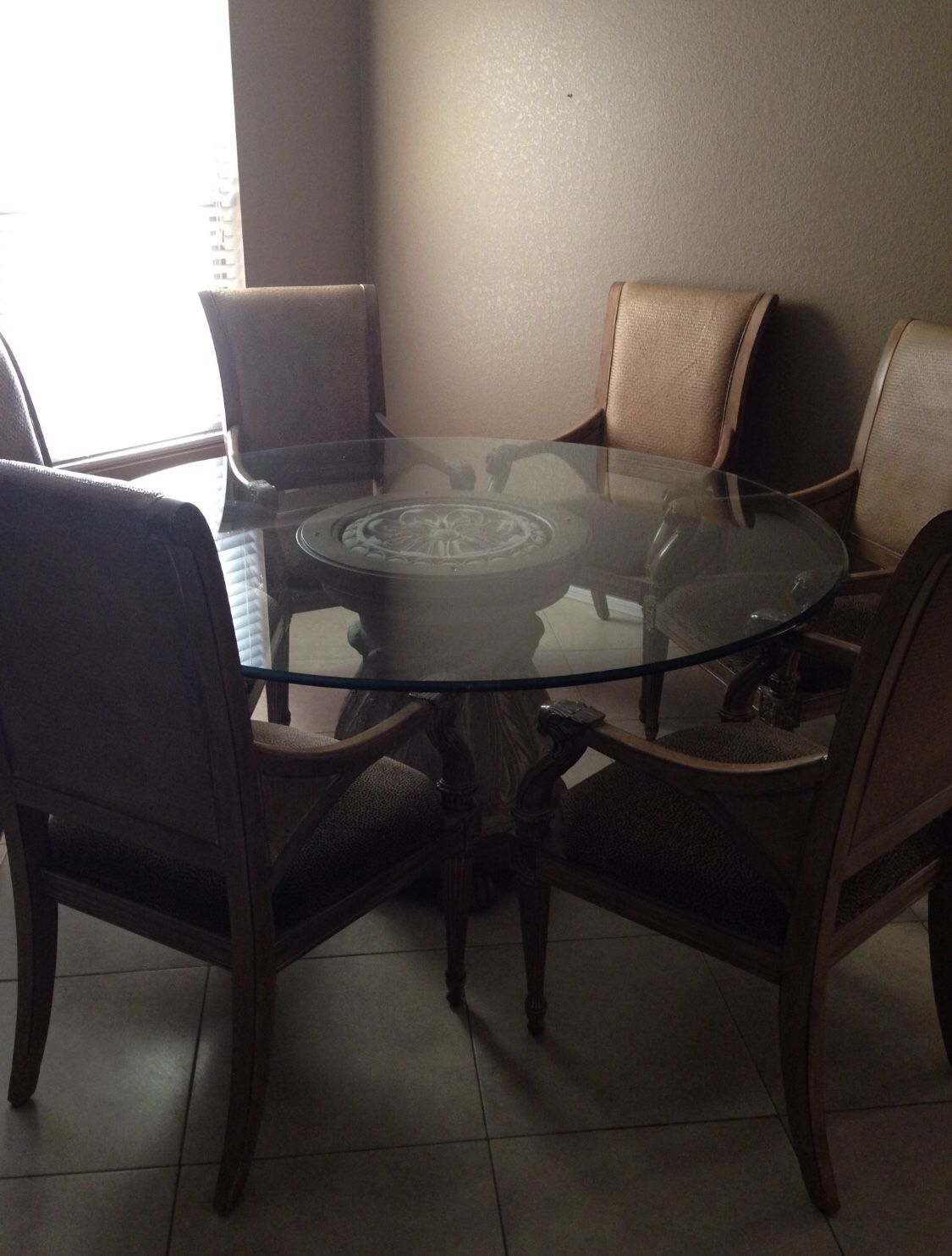 Round glass dining table