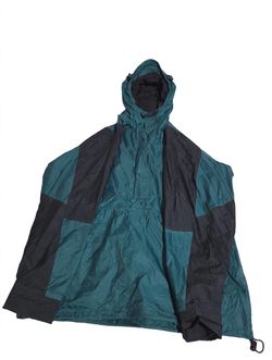 Vintage 90s G.H. Bass Outdoors Anorak Windbreaker Teal Black L - As Is, Tear
