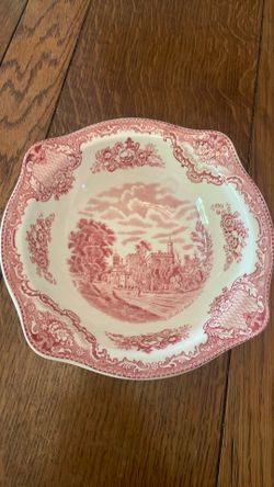 Red Transferware Vintage Johnson Bros Vegetable Bowl