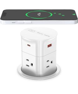 Automatic Pop Up Countertop Outlet with 15W Wireless Charger

