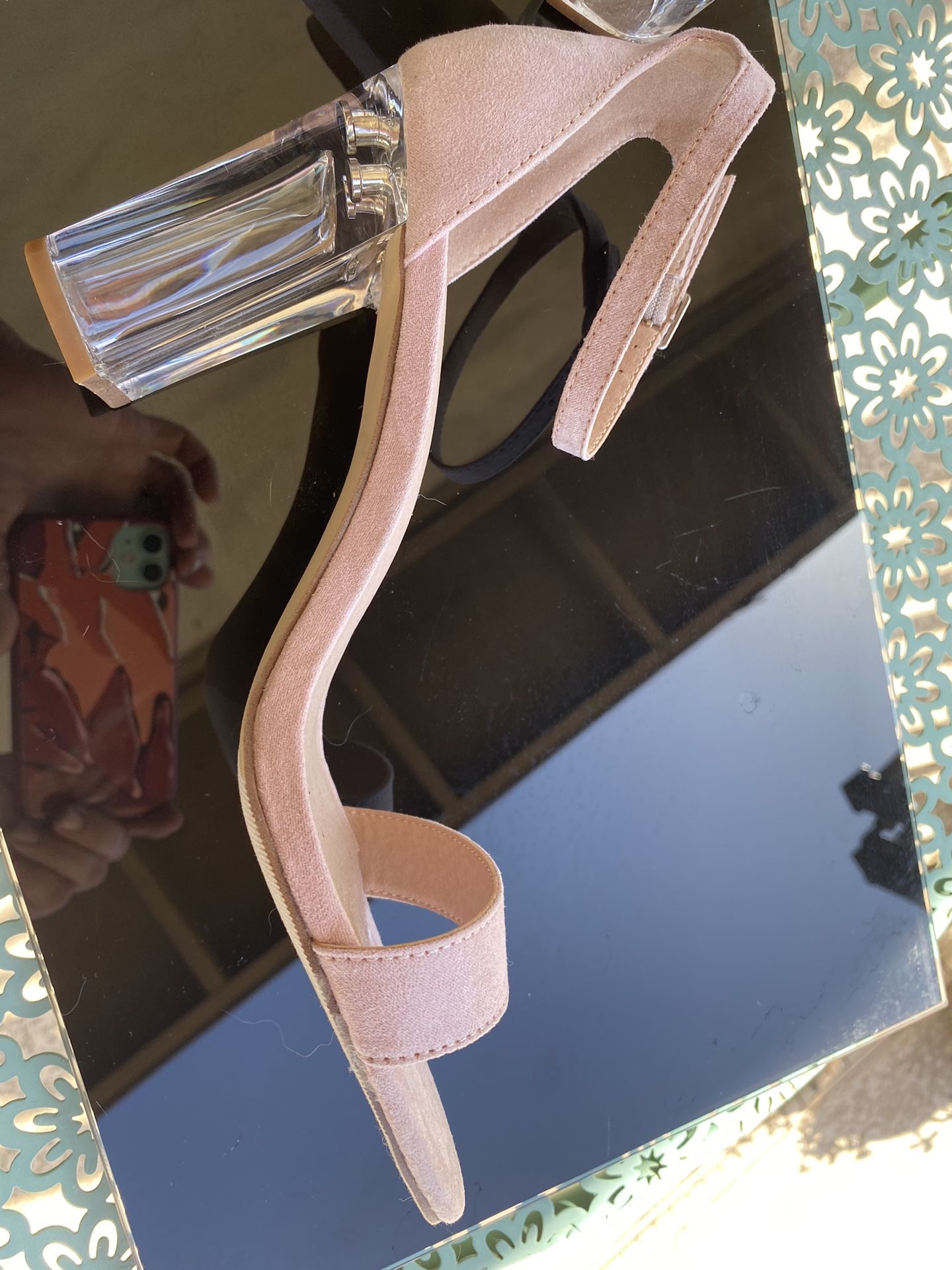 Pink Suade Steve Madden Acrylic Clear Heels