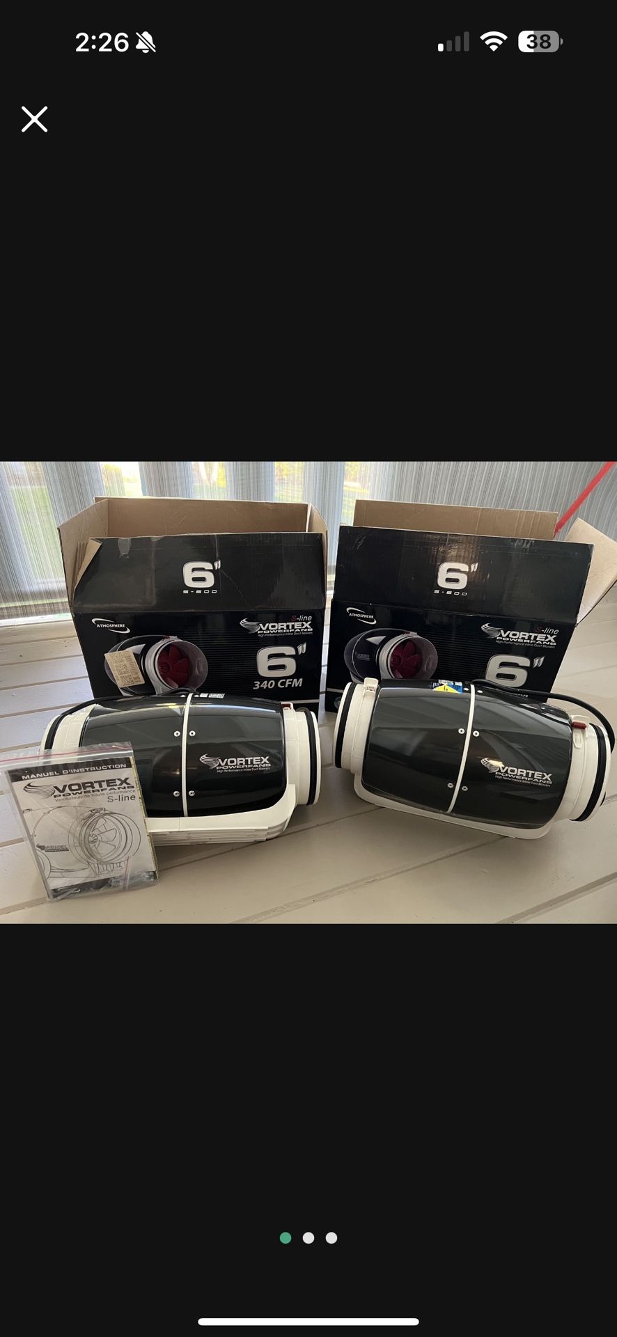 Exhaust fans : Vortex S-line 6” For 2 Fans