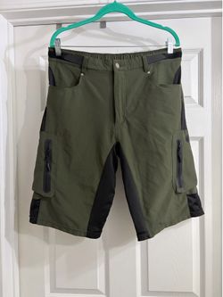 Olive Green Men's Performance Travel Zipper Pocket Cargo Shorts