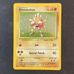 1999 Hitmonchan 7/102 Base Set Holo Rare Pokemon Card Near Mint/Mint