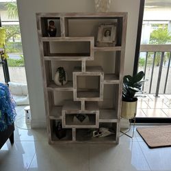 Modern BOHO Geometric 11-Shelf Open-Back Bookcase