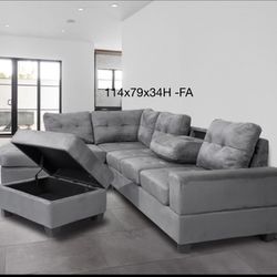 Sectional Sofa Black Gray  Available Velvet Material 