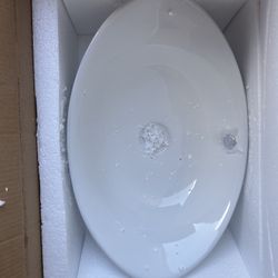 Oval 23 in. Bathroom Ceramic Vessel Sink Art Basin in White