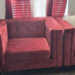 Red Velvet Sectional Sofa Set – 3 Pieces  Beautiful deep red/burgundy