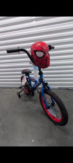 BIKE SALE!! 16" Spider-Man kid's bicycle w/ Sound-Maker + Training Wheels (by Huffy)