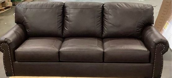 Ashley Leather Sofa- dark brown
