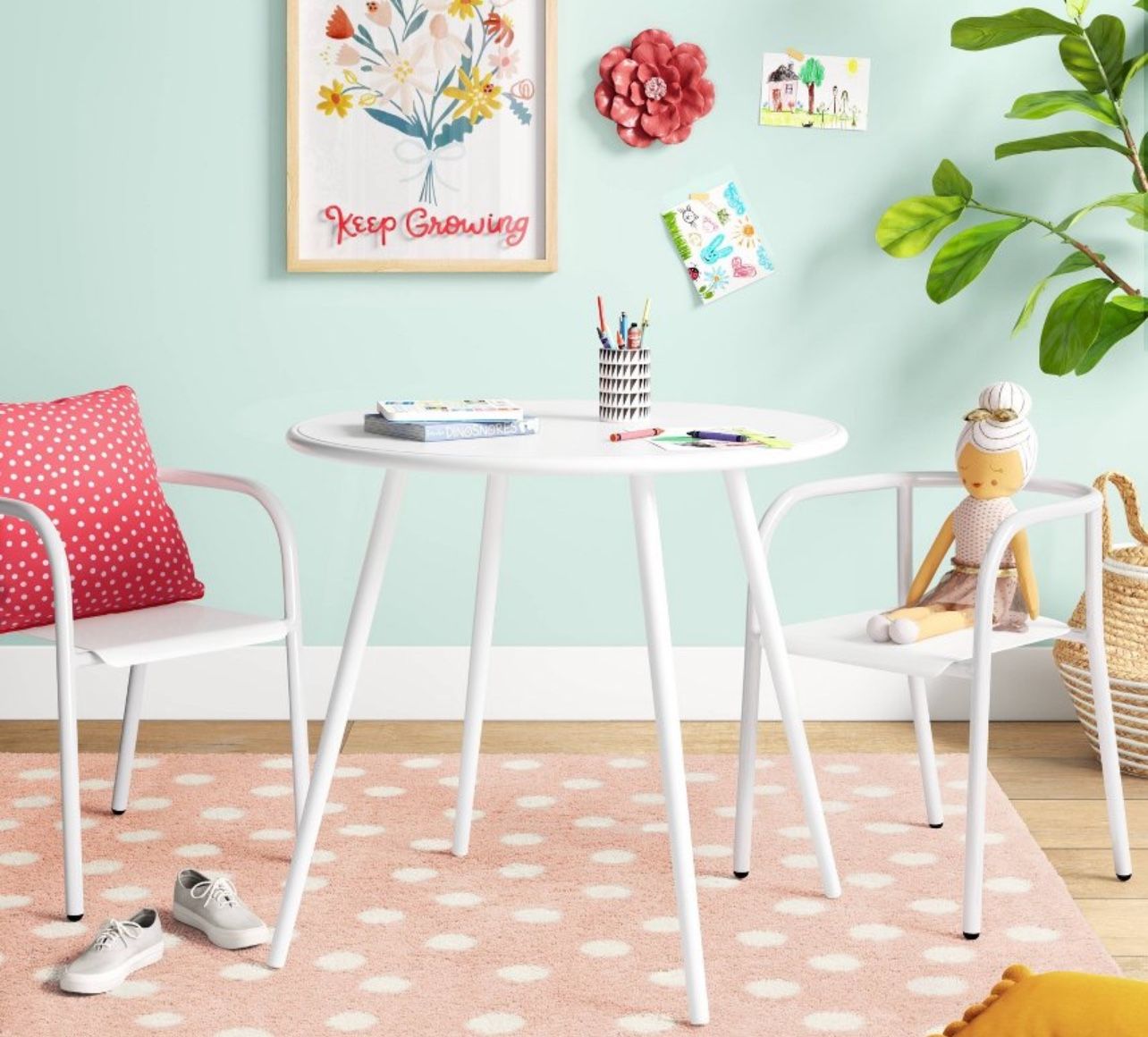 Set of 2 Kids' Metal Activity Chairs White - Pillowfort
