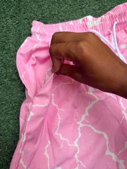 Pink Marble Print Drawstring Shorts