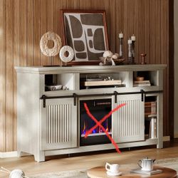 60" Farmhouse TV Stand for 65" TVs, Sliding Barn Door Entertainment Center with Adjustable Shelves & Storage Cabinet