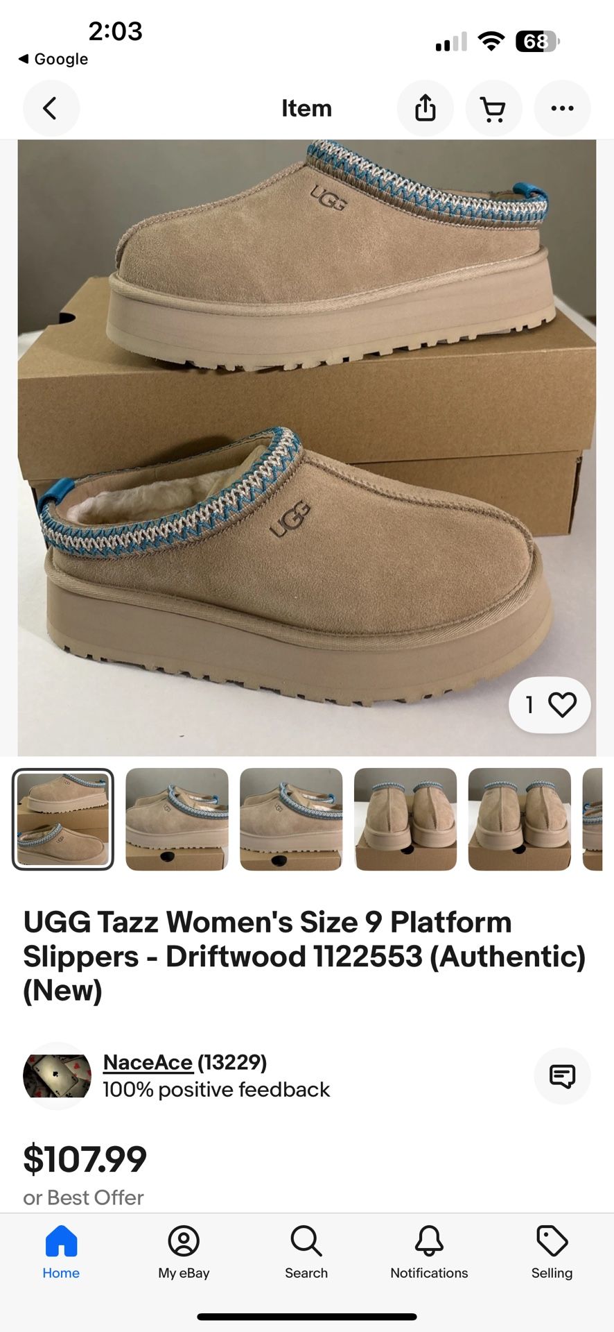 Ugg Women’s Tazz Slippers Size 8. BRAND NEW