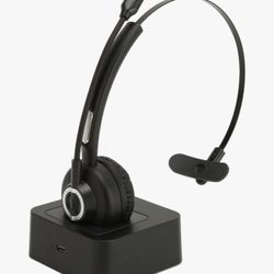 Bluetooth Headset, Cordless Headset with Rotatable Mic, Trucker Headset with Charging Base, for Trucker, Remote Work, Online Meeting, Business Travel