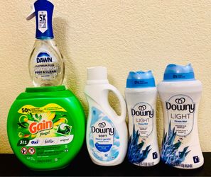 $45 cash only .  Gain and downy laundry bundle (60 gain flings, large 1.5lb &1.5lb downy beads, fabric softener and dawn power wash)Temecula